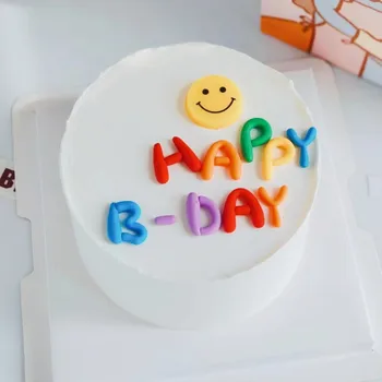 Kórejský Štýl Farebné Happy Birthday List Mäkká Guma Cake Decoration Candy Farby Tortu Vňaťou Párty pre Deti Dodávky