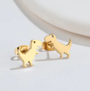 Roztomilý Zlaté Nehrdzavejúcej Ocele Dinosaura Náušnice pre Ženy, Deti Šperky Minimalistický Zvierat Earings Klincami Kawaii Príslušenstvo Brinco